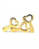 Llave con corazón. Acero inoxidable. Color dorado. 8 milímetros 2 mm perforación. 1 unidad