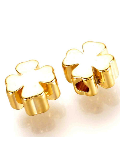 Trébol. Aleación de cobre. Baño 18K Gold. 5x5x3 mm. 1,2 mm perforacion. 2 unidades. Trébol. Aleación de cobre. Baño 18K Gold. 5x5x3 mm. 1,2 mm perforacion. 2 unidades.