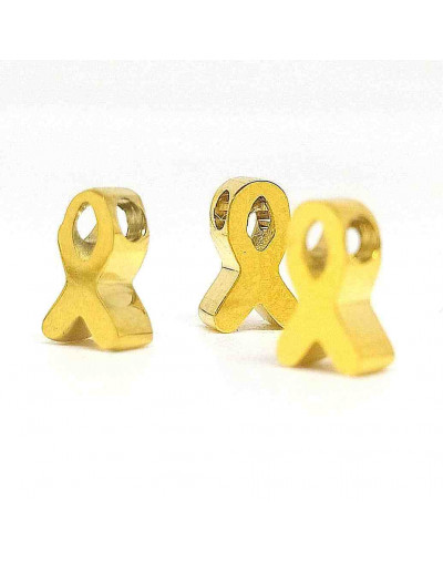 Lucha contra el cancer. Acero inoxidable. Color dorado. 8 milímetros. 2 mm perforación. 1 unidad