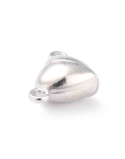 Cierre magnético. Corazón. Aleación de cobre. Color plateado. 10x9,5x6 mm. 1,5 mm perforación. 2 set