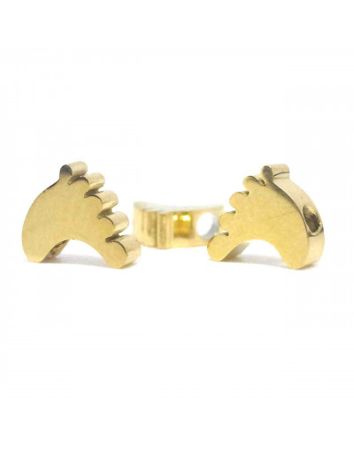 Pie - bebé. Acero inoxidable.Color dorado. 8 milímetros 2 mm perforación. 1 unidad