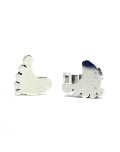 Pie - bebé. Acero inoxidable.Color plateado. 8 milímetros. 2 mm perforación. 1 unidad