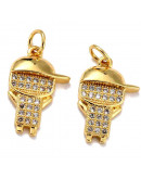 Niño (2). Aleación+Zirconia. Baño 18KGold. 17x11x3 mm. 5 mm arandela. 1 unidad. Niño (2). Aleación+Zirconia. Baño 18KGold. 17x11x3 mm. 5 mm arandela. 1 unidad.