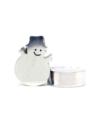 Muñeco de nieve. Acero inoxidable.Color plateado. 8 milímetros. 2 mm perforación. 1 unidad