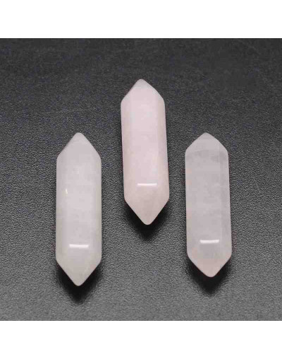 Cuarzo Rosa. Hexágono. 2 puntas. 30 milímetros. Sin perforación. 1 unidad.