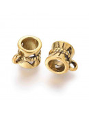 Bail Beads (2). Aleación. Dorado antiguo. 9 mm largo. 7 mm perforación. 2 mm arandela. 20 uds.