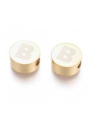 Moneda con letra B. Acero inoxidable. Color dorado. 10 mm diámetro. 4,5 mm grosor. 2 mm perforación. Moneda con letra B. Acero inoxidable. Color dorado. 10 mm diámetro. 4,5 mm grosor. 2 mm perforación.