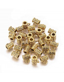 Bail Beads (4). Aleación. Dorado antiguo. 10 mm largo. 4 mm perforación. 2 mm arandela. 10 uds.