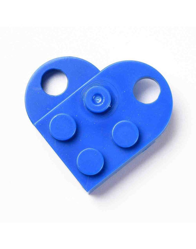 Corazón-Lego. Acrílico. Color ROYAL BLUE. 23,5x15,5x5 mm. 5 mm perforación. 2 set.