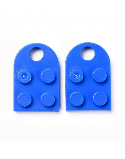 Corazón-Lego. Acrílico. Color ROYAL BLUE. 23,5x15,5x5 mm. 5 mm perforación. 2 set.