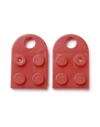 Corazón-Lego. Acrílico. Color RED. 23,5x15,5x5 mm. 5 mm perforación. 2 set.