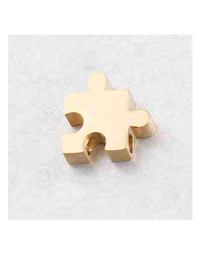 Puzzle. Acero inoxidable. Color dorado. 8 milímetros. 2 mm perforación.