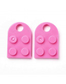 Corazón-Lego. Acrílico. Color HOT PINK. 23,5x15,5x5 mm. 5 mm perforación. 2 set. Corazón-Lego. Acrílico. Color HOT PINK. 23,5x15,5x5 mm. 5 mm perforación. 2 set.