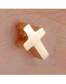 Cruz. Acero inoxidable.Color gold rose. 8 milímetros. 2 mm perforación