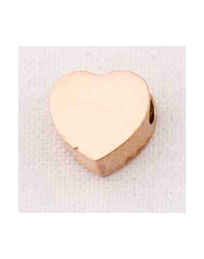Corazón. Acero inoxidable. Color gold rose. 6 milímetros 2 mm perforación. 1 unidad