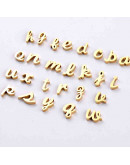 Letra "b" minúscula Acero inoxidable. Color dorado. 10x3 milímetros 2 mm perforación. 1 unidad Letra "b" minúscula Acero inoxidable. Color dorado. 10x3 milímetros 2 mm perforación. 1 unidad