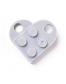 Corazón-Lego. Acrílico. Color GREY. 23,5x15,5x5 mm. 5 mm perforación. 2 set. Corazón-Lego. Acrílico. Color GREY. 23,5x15,5x5 mm. 5 mm perforación. 2 set.