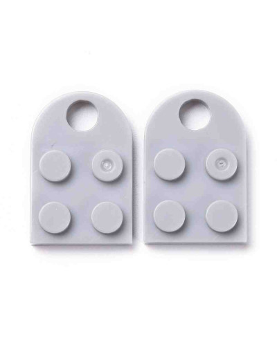 Corazón-Lego. Acrílico. Color GREY. 23,5x15,5x5 mm. 5 mm perforación. 2 set.