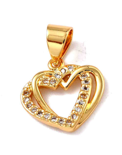 Corazón (4). Aleación+Zirconia. Baño 18KGold. 12,5X13X2 mm. 4 mm cierre. 1 unidad. Corazón (4). Aleación+Zirconia. Baño 18KGold. 12,5X13X2 mm. 4 mm cierre. 1 unidad.