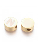 Moneda con letra N. Acero inoxidable. Color dorado. 10 mm diámetro. 4,5 mm grosor. 2 mm perforación. Moneda con letra N. Acero inoxidable. Color dorado. 10 mm diámetro. 4,5 mm grosor. 2 mm perforación.