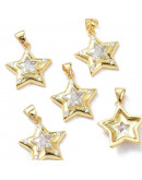Estrella (1). Aleación+Zirconia. Baño 18KGold. 19x17x4,5 mm. 5 mm cierre. 1 unidad. Estrella (1). Aleación+Zirconia. Baño 18KGold. 19x17x4,5 mm. 5 mm cierre. 1 unidad.