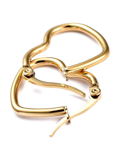 Aretes de corazón. Acero inoxidable. Real Plated 18k gold. 27x22x2 mm. 2,70 mm grosor. 1 par.