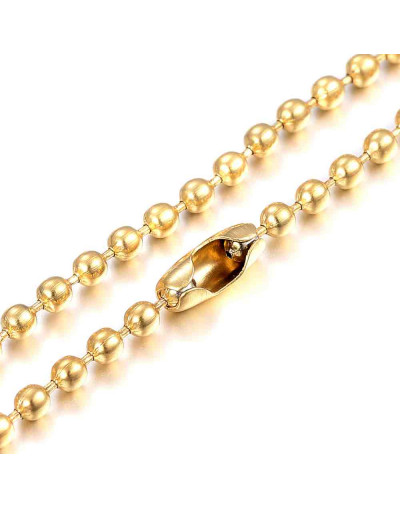 Acero inoxidable. Color dorado. Ball Chains. Con cierre. 60 cm largo. 1,50 mm grosor. 1 unidad.