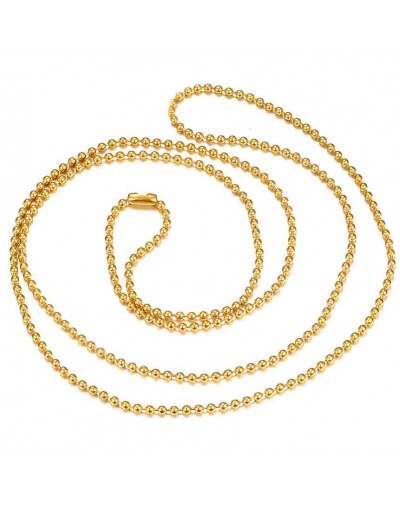 Acero inoxidable. Color dorado. Ball Chains. Con cierre. 60 cm largo. 1,50 mm grosor. 1 unidad.