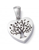 Corazón+Arbol. Acero inoxidable. Color plateado. 15x14x3,2 mm. 5x3 mm cierre collar. 1 unidad. Corazón+Arbol. Acero inoxidable. Color plateado. 15x14x3,2 mm. 5x3 mm cierre collar. 1 unidad.