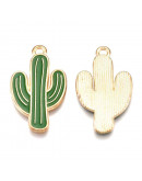 Cactus. Aleación de cobre y esmalte. 26x15x1 mm. 1,4 mm perforación. 2 unidades. Cactus. Aleación de cobre y esmalte. 26x15x1 mm. 1,4 mm perforación. 2 unidades.