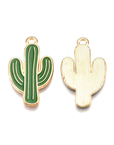Cactus. Aleación de cobre y esmalte. 26x15x1 mm. 1,4 mm perforación. 2 unidades.