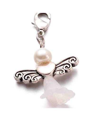 Angel (1). Aleación de cobre+glass. Color plata antigua. Con cierre lobster. 42x29 mm. 4 unidades.