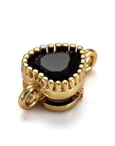 Corazón. Aleacion+Zirconia. Baño 18K Gold. Varios colores. 11,5x7x4 mm. 1,2 mm perforación. 1 ud.