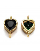Corazón. Aleacion+Zirconia. Baño 18K Gold. Varios colores. 11,5x7x4 mm. 1,2 mm perforación. 1 ud. Corazón. Aleacion+Zirconia. Baño 18K Gold. Varios colores. 11,5x7x4 mm. 1,2 mm perforación. 1 ud.