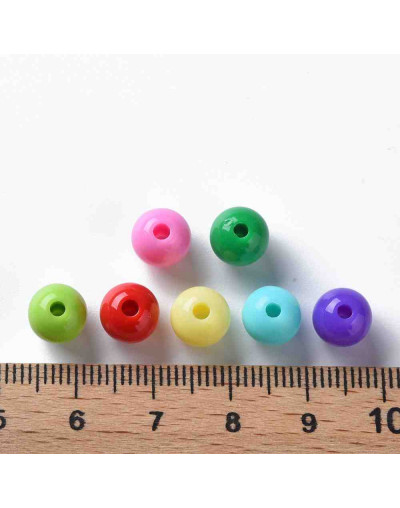 Esfera color sólido. Varios colores. 8x7 milímetros. 2 mm perforación. 50 unidades.