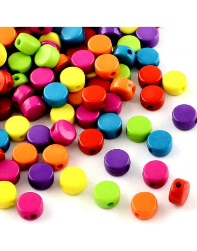 Moneda. Varios colores. 8x4,5 milímetros. 2 mm perforación. 50 unidades.