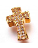 Cruz (1). Aleación + Zirconia. Color dorado. 14x9x4 milímetros. 1,5 mm perforación. 1 unidad. Cruz (1). Aleación + Zirconia. Color dorado. 14x9x4 milímetros. 1,5 mm perforación. 1 unidad.