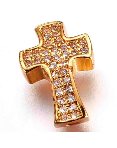 Cruz (1). Aleación + Zirconia. Color dorado. 14x9x4 milímetros. 1,5 mm perforación. 1 unidad. Cruz (1). Aleación + Zirconia. Color dorado. 14x9x4 milímetros. 1,5 mm perforación. 1 unidad.