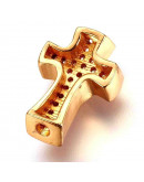 Cruz (1). Aleación + Zirconia. Color dorado. 14x9x4 milímetros. 1,5 mm perforación. 1 unidad. Cruz (1). Aleación + Zirconia. Color dorado. 14x9x4 milímetros. 1,5 mm perforación. 1 unidad.