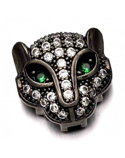 Leopardo (2). Aleación + Zirconia. Color Gunmetal. 11x11,5x6 milímetros. 1,4 mm perforación. 1 ud. Leopardo (2). Aleación + Zirconia. Color Gunmetal. 11x11,5x6 milímetros. 1,4 mm perforación. 1 ud.
