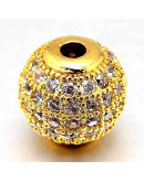 Esfera (1). Aleación + Zirconia. Baño 18k Gold. 10 milímetros diámetro. 2 mm perforación. 1 unidad. Esfera (1). Aleación + Zirconia. Baño 18k Gold. 10 milímetros diámetro. 2 mm perforación. 1 unidad.