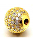 Esfera (1). Aleación + Zirconia. Baño 18k Gold. 10 milímetros diámetro. 2 mm perforación. 1 unidad. Esfera (1). Aleación + Zirconia. Baño 18k Gold. 10 milímetros diámetro. 2 mm perforación. 1 unidad.