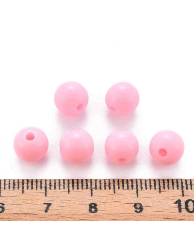 Esfera color sólido. PEARL PINK. 8x7 milímetros. 2 mm perforación. 50 unidades.