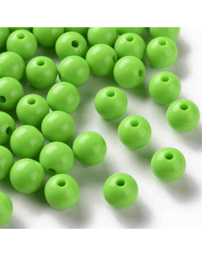 Esfera color sólido. LAWN GREEN. 8x7 milímetros. 2 mm perforación. 50 unidades.
