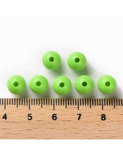 Esfera color sólido. LAWN GREEN. 8x7 milímetros. 2 mm perforación. 50 unidades.