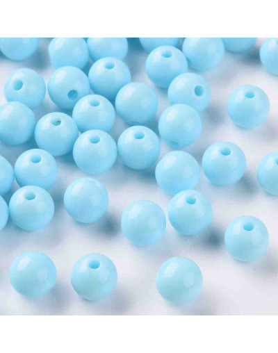 Esfera color sólido. SKY BLUE. 8x7 milímetros. 2 mm perforación. 50 unidades.