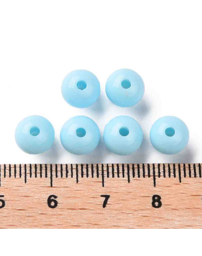 Esfera color sólido. SKY BLUE. 8x7 milímetros. 2 mm perforación. 50 unidades.