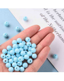 Esfera color sólido. SKY BLUE. 8x7 milímetros. 2 mm perforación. 50 unidades.