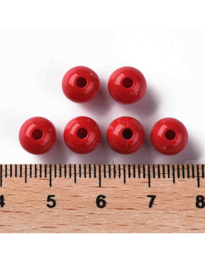Esfera color sólido. FIRE BRICK. 8x7 milímetros. 2 mm perforación. 50 unidades.