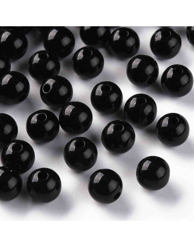 Esfera color sólido. BLACK. 8x7 milímetros. 2 mm perforación. 50 unidades.